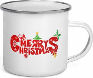 Cana metalica emailata personalizata Merry Christmas