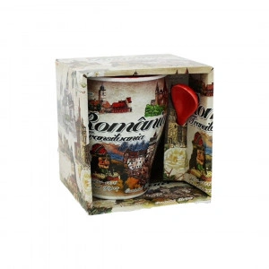 Cana Suvenir cu lingurita Transilvania Romania 10cm - Img 2