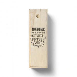 Cutie personalizata din lemn pentru vin Life is what happens between coffee and wine - Img 2