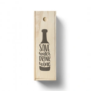 Cutie personalizata din lemn pentru vin Save water drink wine - Img 2