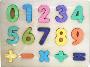 Puzzle din lemn Cifre 3D si semne matematice