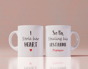 Set 2 cani personalizate I stole her heart so I m stealing his last name - Img 1