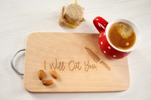 Tocator lemn maner metal personalizat I will cut you