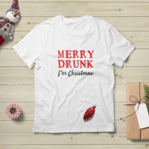 Tricou unisex personalizat Merry Drunk I m Christmas - Img 2