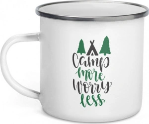 Cana metalica emailata personalizata Camp more worry less - Img 3