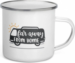 Cana metalica emailata personalizata Far away from home