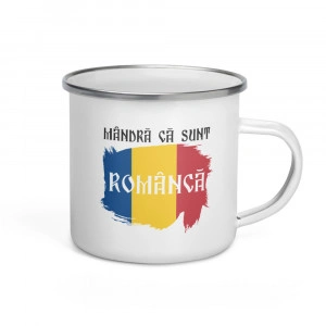 Cană personalizată metalică emailată Mandra ca sunt romanca 1 - Img 2