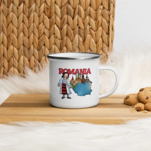 Cană personalizată metalică emailată Romania - elemente traditionale - Img 2