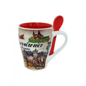 Cana Suvenir cu lingurita Transilvania Romania 10cm