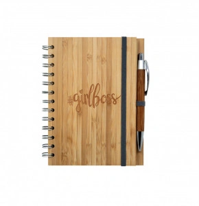 Carnetel din bambus cu pix Girlboss