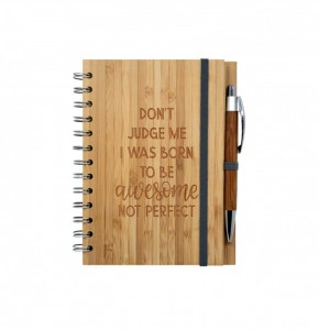 Carnetel din bambus cu pix I Was Born To Be Awesome