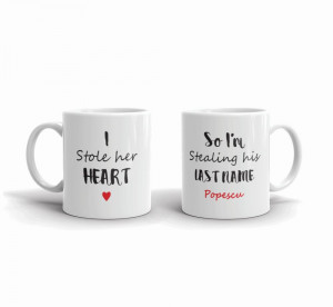 Set 2 cani personalizate I stole her heart so I m stealing his last name - Img 4