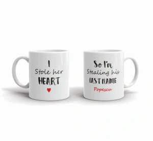 Set 2 cani personalizate I stole her heart so I m stealing his last name - Img 4
