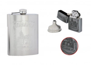Set Cadou Sticla Whisky + Bricheta + Palnie Castelul Bran