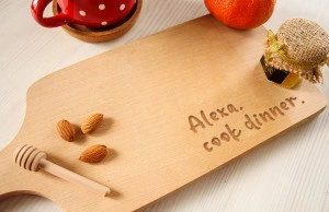 Tocator lemn clasic personalizat Alexa, cook dinner