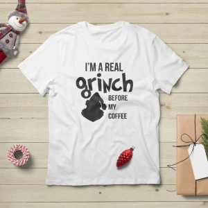 Tricou unisex personalizat Im a real Grinch before my coffee - Img 2