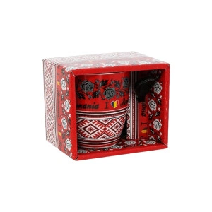 Cana cu lingurita Romania 7 cm rosu + negru - Img 2