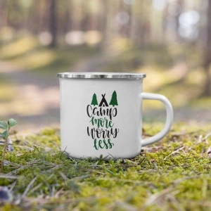 Cana metalica emailata personalizata Camp more worry less - Img 4