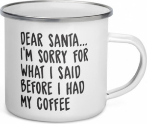 Cana metalica emailata personalizata Dear Santa