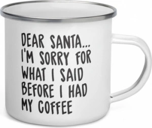 Cana metalica emailata personalizata Dear Santa