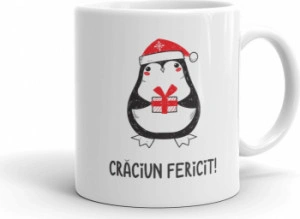 Cana personalizata Craciun fericit Pinguin