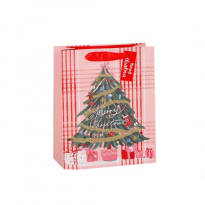 Punga Cadou Craciun roz 18X23X10cm - Img 2