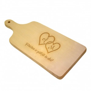 Tocator lemn clasic personalizat Fericirea se gateste in doi initiale - Img 3
