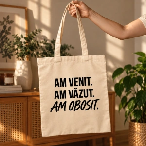 Tote Bag Personalizat Am Venit. Am Văzut. Am Obosit. - Img 2