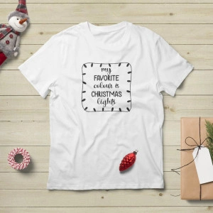 Tricou unisex personalizat My favourite colour is christmas lights - Img 2