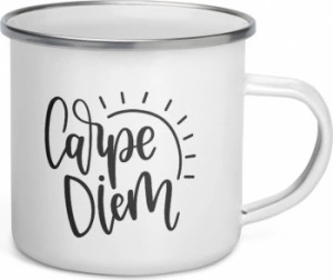 Cana metalica emailata personalizata Carpe diem