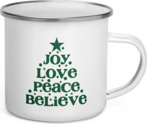 Cana metalica emailata personalizata Joy Love Peace Believe