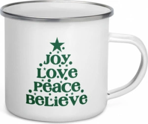 Cana metalica emailata personalizata Joy Love Peace Believe