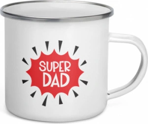 Cana metalica emailata personalizata Super Dad