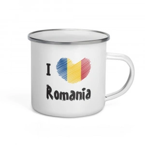 Cană personalizată metalică emailată I love Romania - Img 2