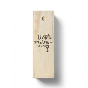 Cutie personalizata din lemn pentru vin Time to wine down pahar - Img 2