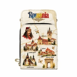 Geantă de umăr România cu obiective turistice și 2 buzunare