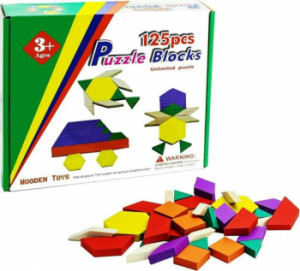 Puzzle Tangram din Lemn 125 Piese