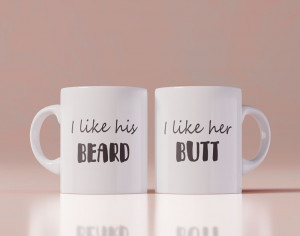 Set 2 cani personalizate I like her butt I like his beard - Img 1