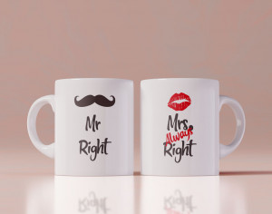 Set 2 cani personalizate Mr Right and Mrs Always Right - Img 1