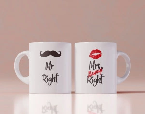 Set 2 cani personalizate Mr Right and Mrs Always Right