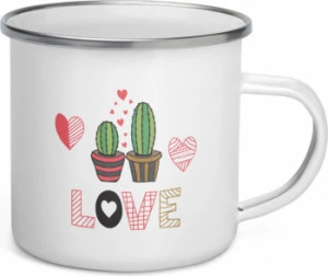 Cana metalica emailata personalizata Cactus Love