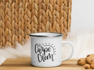Cana metalica emailata personalizata Carpe diem - Img 4