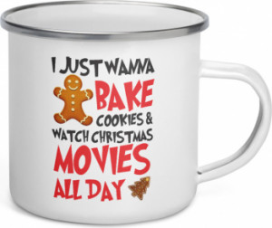 Cana metalica emailata personalizata Cookies and Christmas movies