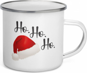Cana metalica emailata personalizata Ho Ho Ho