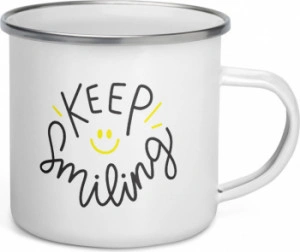 Cana metalica emailata personalizata Keep Smiling