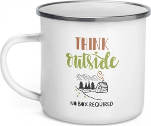 Cana metalica emailata personalizata Think outside no box required - Img 3