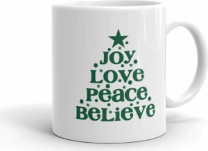 Cana personalizata Joy Love Peace Believe