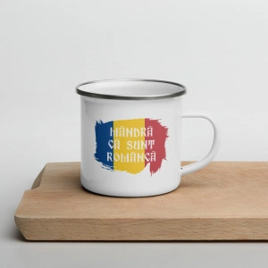 Cană personalizată metalică emailată Mandra ca sunt romanca 2 - Img 3