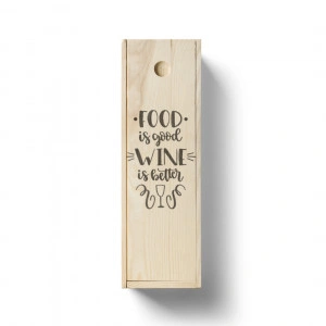 Cutie personalizata din lemn pentru vin Food is good wine is better - Img 2