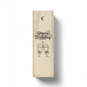 Cutie personalizata din lemn pentru vin Happy Birthday pahare - Img 2